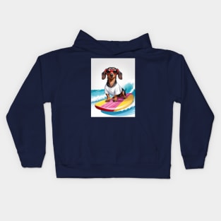 Surfing Dachshund Kids Hoodie